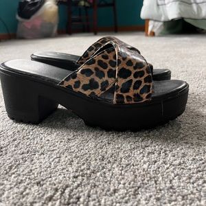 Platform cheetah print sandals